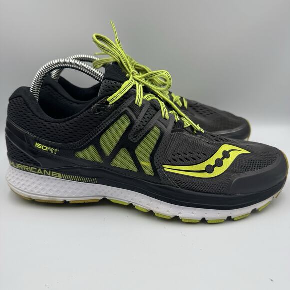 Saucony Hurricane ISO 3 Men Gry/Black/Citron Size 10.5 *see Description* - Picture 1 of 8